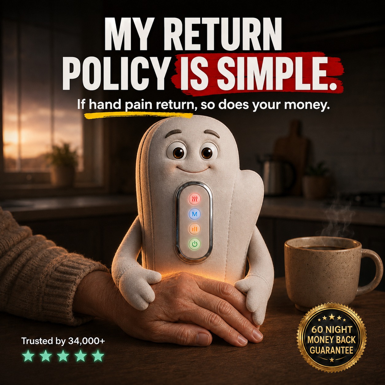 60-night money-back guarantee for the hand massager